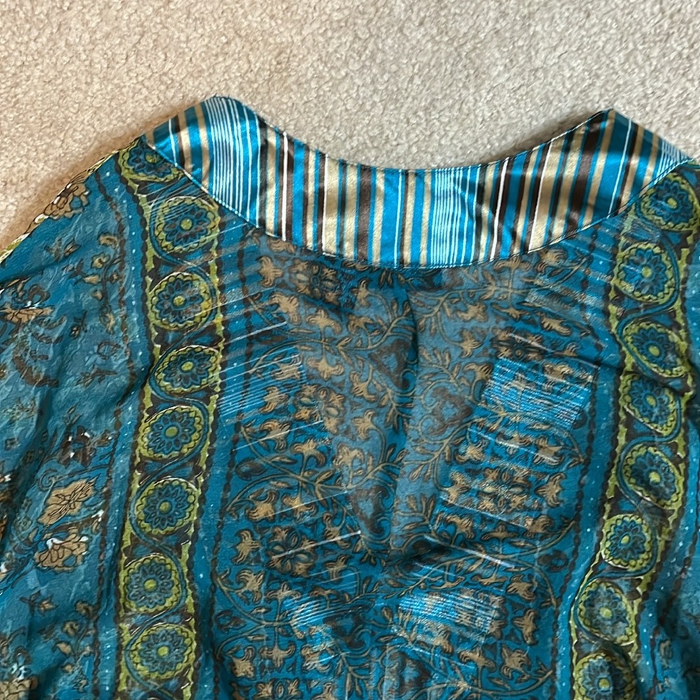 Rue21 Teal and Olive Patterned Wrap Blouse - Picture 11 of 11